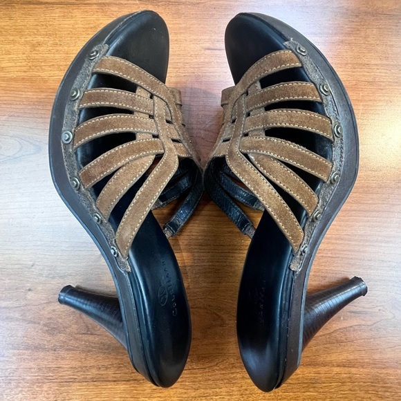 Cole Haan Strappy Heels Brown Leather Slide Sz 10 Made in Brazil - Picture 13 of 16